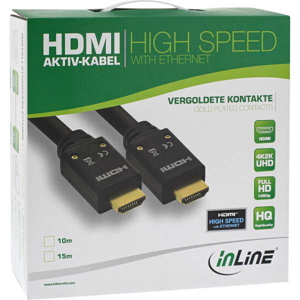 InLine HDMI Aktiv-Kabel - HDMI-High Speed mit Ethernet - 4K2K - ST/ST - 15m
