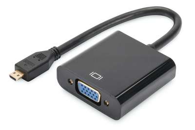 DIGITUS Video- / Audio-Adapter - 19 pin micro HDMI Type D männlich zu HD-15 (VGA)