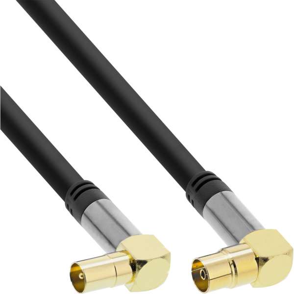 InLine Premium Antennenkabel gewinkelt - 4x geschirmt - >110dB - schwarz - 10m