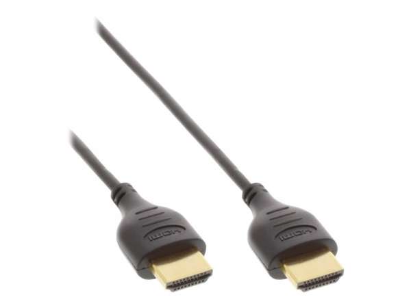 InLine HDMI Superslim Kabel A an A - HS mit Eth. - Premium - schwarz / gold - 1,8m