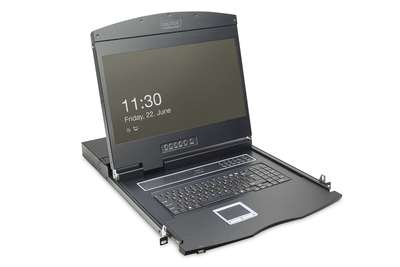 DIGITUS 19" LCD KVM Konsole, 1-Port VGA, deutsche Tastatur