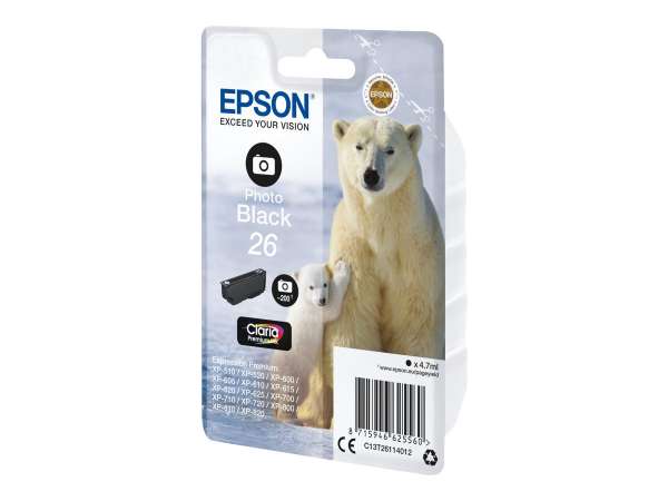 Epson 26 - 4.7 ml - Photo schwarz - original