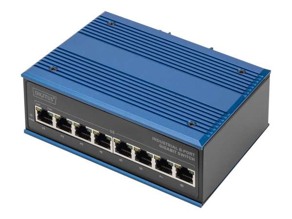 DIGITUS 8 Port Gigabit Ethernet Netzwerk PoE Switch, Industrial, Unmanaged