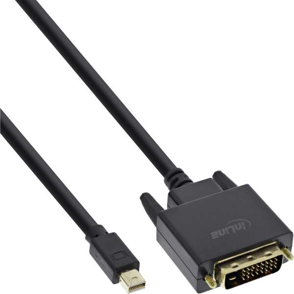 InLine Mini DisplayPort zu DVI Konverter Kabel - schwarz - 0,5m