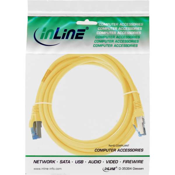 InLine Patchkabel - S/FTP (PiMf) - Cat.6A - halogenfrei - gelb - 1m