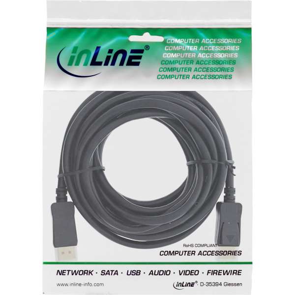 InLine DisplayPort 1.4 Kabel - 8K - schwarz - vergoldete Kontakte - 5m