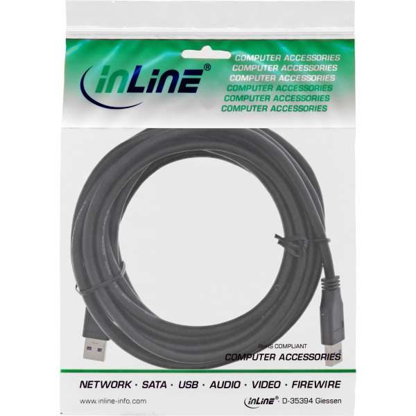 InLine USB 3.2 Gen.1 Kabel - A an A - schwarz - 5m