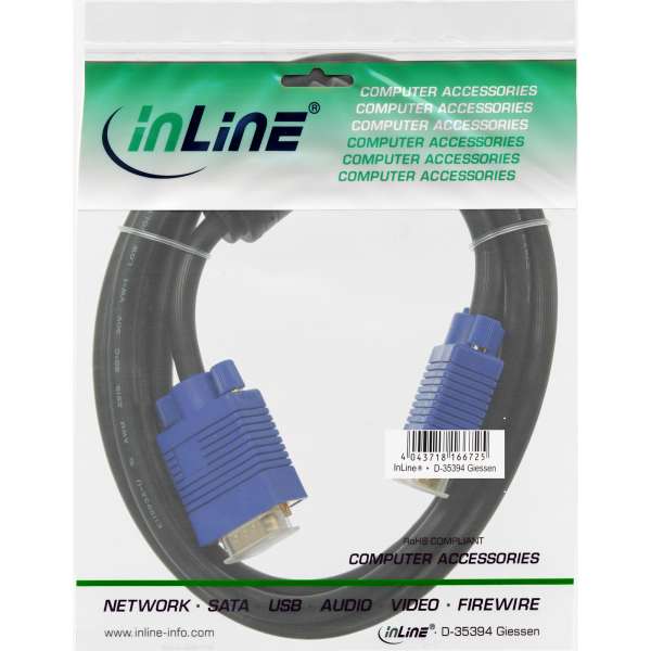InLine S-VGA Kabel Premium - 15pol HD Stecker / Stecker - schwarz - 2m