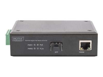 DIGITUS 10/100/1000Base-TX (PoE) zu 1000Base-FX Industrieller Medienkonverter