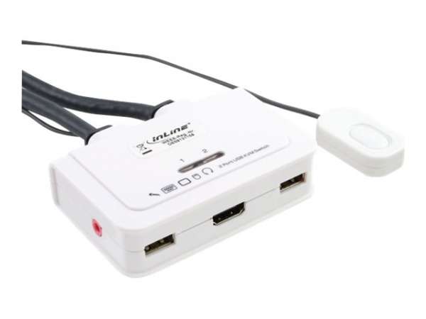 InLine KVM Switch - 2-fach - HDMI - USB - mit Audio - integr. Kabel