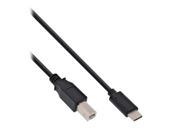 InLine USB 2.0 Kabel - USB-C Stecker an USB-B Stecker - schwarz - 3m