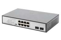 DIGITUS 8-Port Gigabit PoE Netzwerkswitch, Desktop, unmanaged, 2 Uplink Ports, SFP, 180 W, af/at/bt