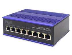 DIGITUS 8 Port Fast Ethernet Netzwerk PoE Switch,Industrial, Unmanaged