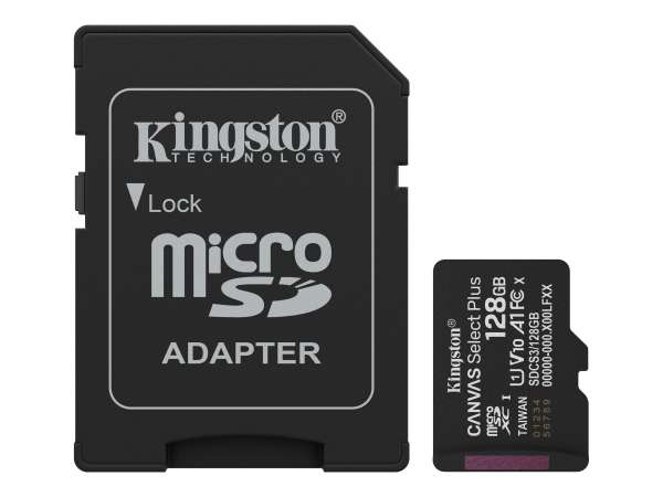 Kingston Canvas Select Plus - Flash-Speicherkarte (microSDXC-an-SD-Adapter inbegriffen)