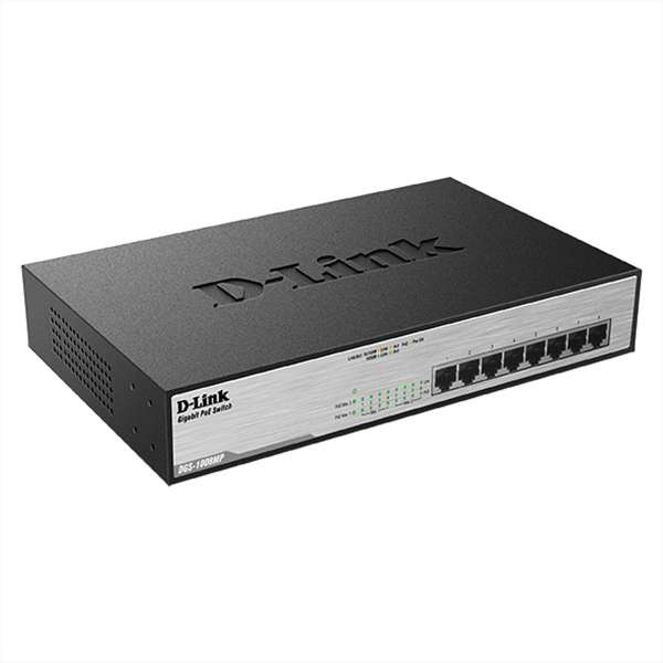 D-Link DGS 1008MP - Switch - unmanaged - an Rack montierbar - PoE (140 W)