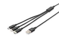 DIGITUS 3-in-1 USB-Ladekabel, 1m