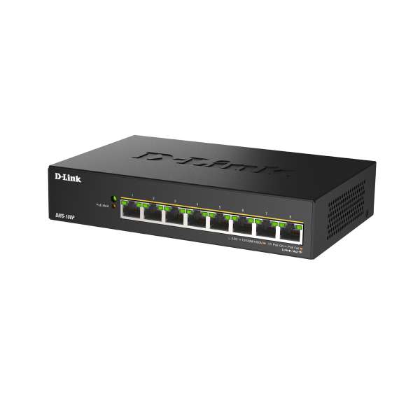 D-Link DMS-108P - Switch - unmanaged - 8 x 10/100/1000/2.5G - Desktop - PoE+ (230 W)