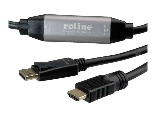 ROLINE Adapterkabel - DisplayPort männlich zu HDMI männlich - 10 m - Schwarz - Unterstützung für 4K6
