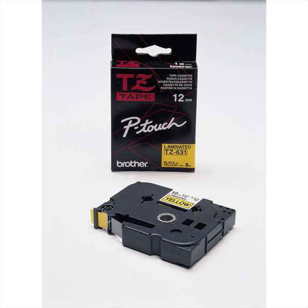 Brother TZe-631 - Selbstklebend - Schwarz auf Gelb - Rolle (1,2 cm x 8 m)
