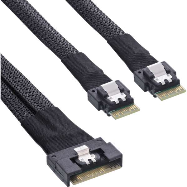 InLine Slim SAS Kabel - SFF-8654 8i zu 2x SFF-8654 4i - 1m