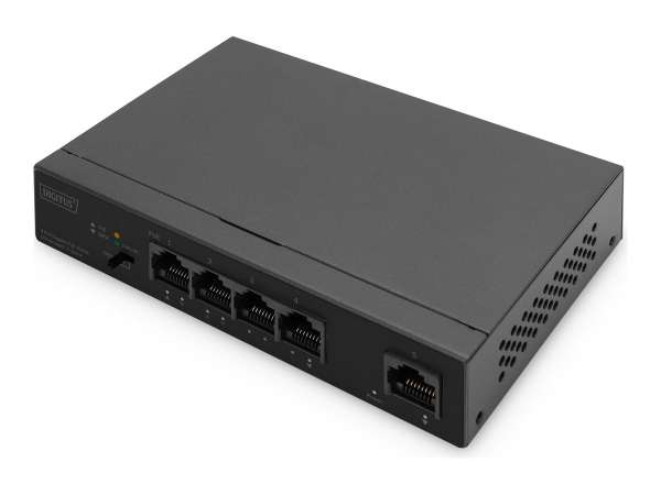 DIGITUS 4+1-Port Gigabit PoE Netzwerkswitch, Desktop, unmanaged, 1 Uplink Port RJ45, 60 W, af/at