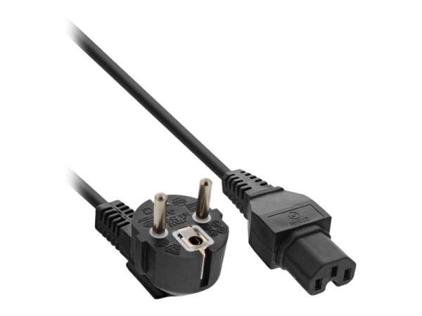 InLine Netzkabel - Schutzkon. gew. auf Warmgerätest. C15 gerade - schwarz - 1m