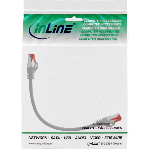 InLine Patchkabel - S/FTP (PiMf) - Cat.6 - 250MHz - PVC - CCA - grau - 0,25m