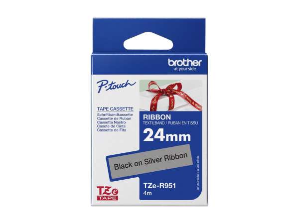 Brother TZe-R951 - Seidig - Schwarz auf Silber - Rolle (2,4 cm x 4 m)