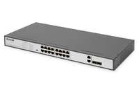DIGITUS DN-95342-1 - Switch - 19", af/at - unmanaged - 16 x 10/100 (PoE+)