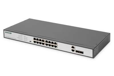 DIGITUS DN-95342-1 - Switch - 19", af/at - unmanaged - 16 x 10/100 (PoE+)