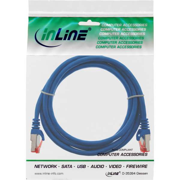InLine Patchkabel - S/FTP (PiMf) - Cat.6 - 250MHz - PVC - CCA - blau - 3m