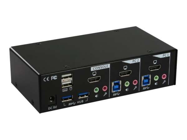 InLine KVM Desktop Switch - 2-fach - HDMI - USB 3.0 Hub - mit Audio