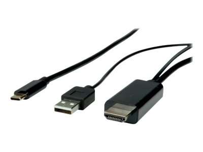 ROLINE Videoadapter - USB, HDMI männlich zu 24 pin USB-C männlich