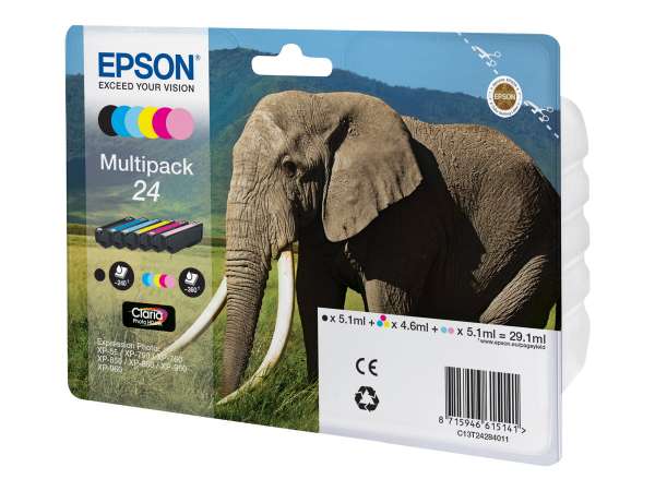 Epson 24 Multipack - 6er-Pack - 29.1 ml - Schwarz, Gelb, Cyan, Magenta, hellmagentafarben, hell Cyan