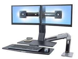 Ergotron WorkFit-A Dual Workstation With Worksurface