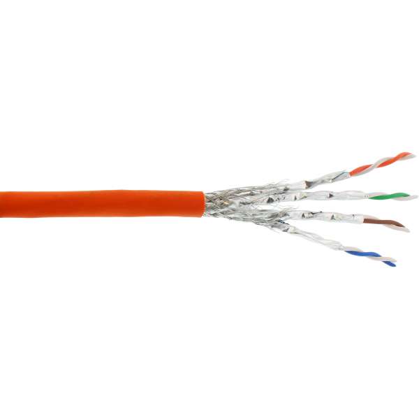 InLine Verlegekabel Cat.7a - S/FTP (PiMF) 4x2x0,58 AWG23 - 1200MHz - LSZH - 50m