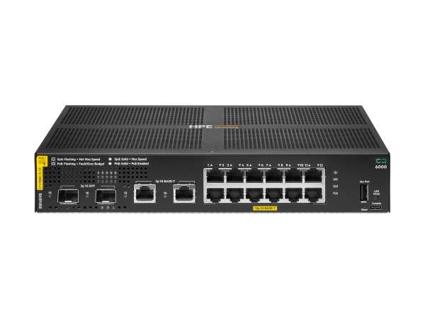HPE Aruba Networking CX 6000 12p 10M/100M/1G Class4 PoE 2p SFP 1G 139W Switch - Switch - managed - 1