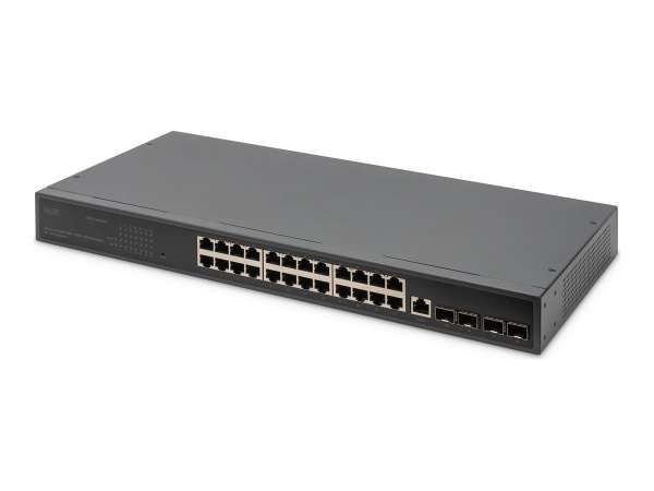 DIGITUS 24-Port Gigabit Switch, 19 Zoll, Managed, 4 SFP+ Uplinks