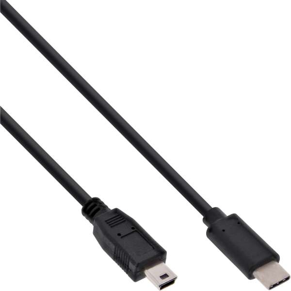 InLine USB 2.0 Kabel - USB-C Stecker an Mini-B Stecker - schwarz - 3m