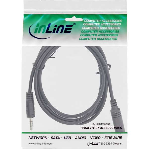 InLine Klinken Adapterkabel 4pol. 2,5mm Stecker -> 4pol. 3,5mm Buchse - 5m