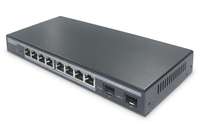 DIGITUS 8-Port Gigabit PoE Netzwerkswitch, Desktop, L2 managed, 2 Uplinkports, SFP, 86 W, af/at