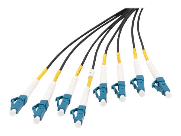 DIGITUS Vorkonfektionierte Glasfaser Universal Breakout Kabel, Singlemode OS2, 8 Fasern, LC/UPC - LC