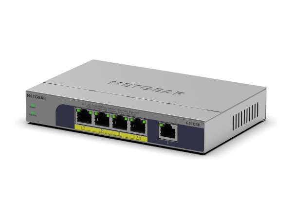 Netgear GS105P - Switch - unmanaged - 1 x 10/100/1000 + 4 x 10/100/1000 (PoE+)