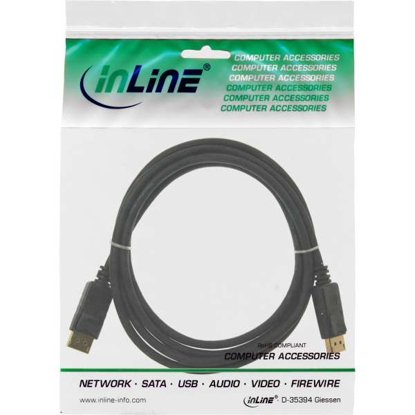 InLine DisplayPort Kabel - schwarz - vergoldete Kontakte - 3m