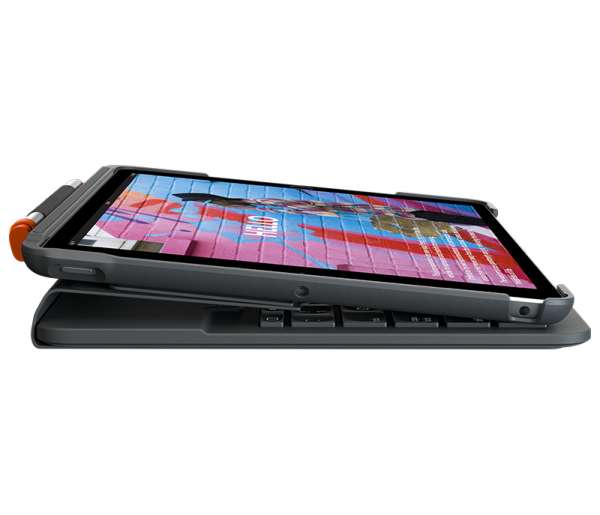 Logitech Slim Folio - Tastatur und Foliohülle - Bluetooth - QWERTZ - Deutsch - Graphite - für Apple