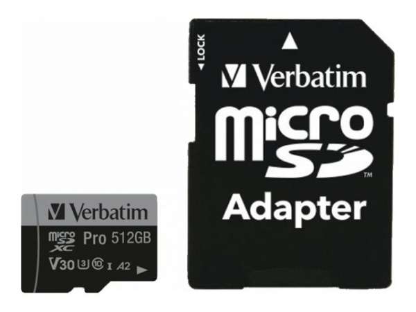 Verbatim PRO U3 - Flash-Speicherkarte (microSDXC-an-SD-Adapter inbegriffen)