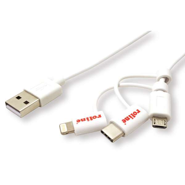 ROLINE USB-Kabel - USB (M) zu Lightning/Micro-USB Type B/USB-C (M)