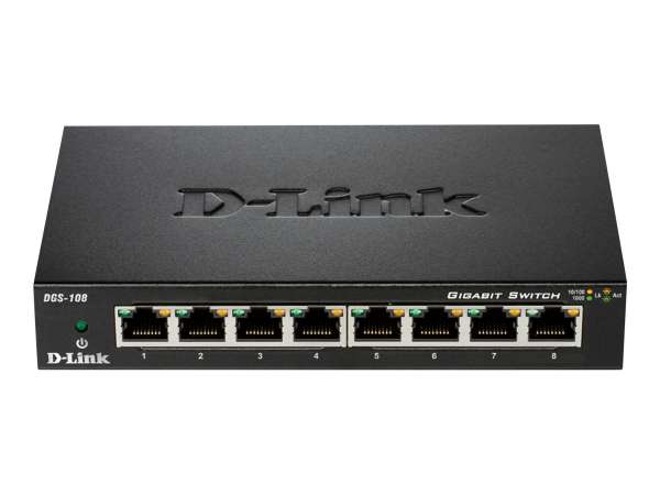 D-Link DGS-108 - Unmanaged - L2 - Gigabit Ethernet (10/100/1000) - Vollduplex
