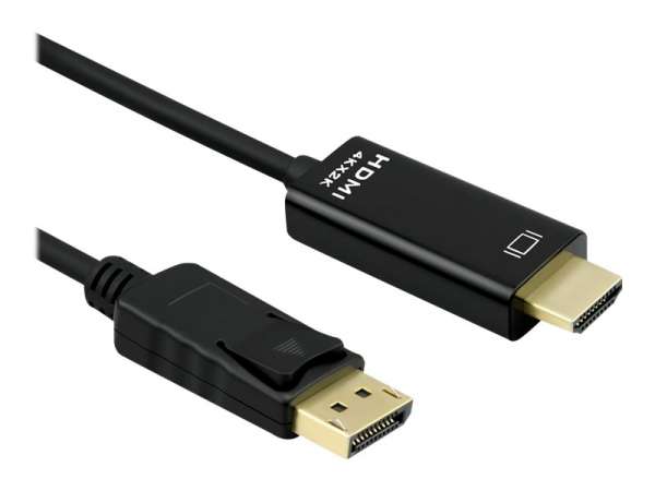 ROLINE Adapterkabel - DisplayPort männlich zu HDMI männlich - 1 m - abgeschirmt - Schwarz - vergolde