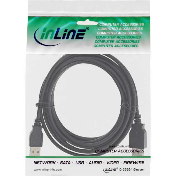 InLine USB 2.0 Verlängerung - Stecker / Buchse - Typ A - schwarz - 0,5m